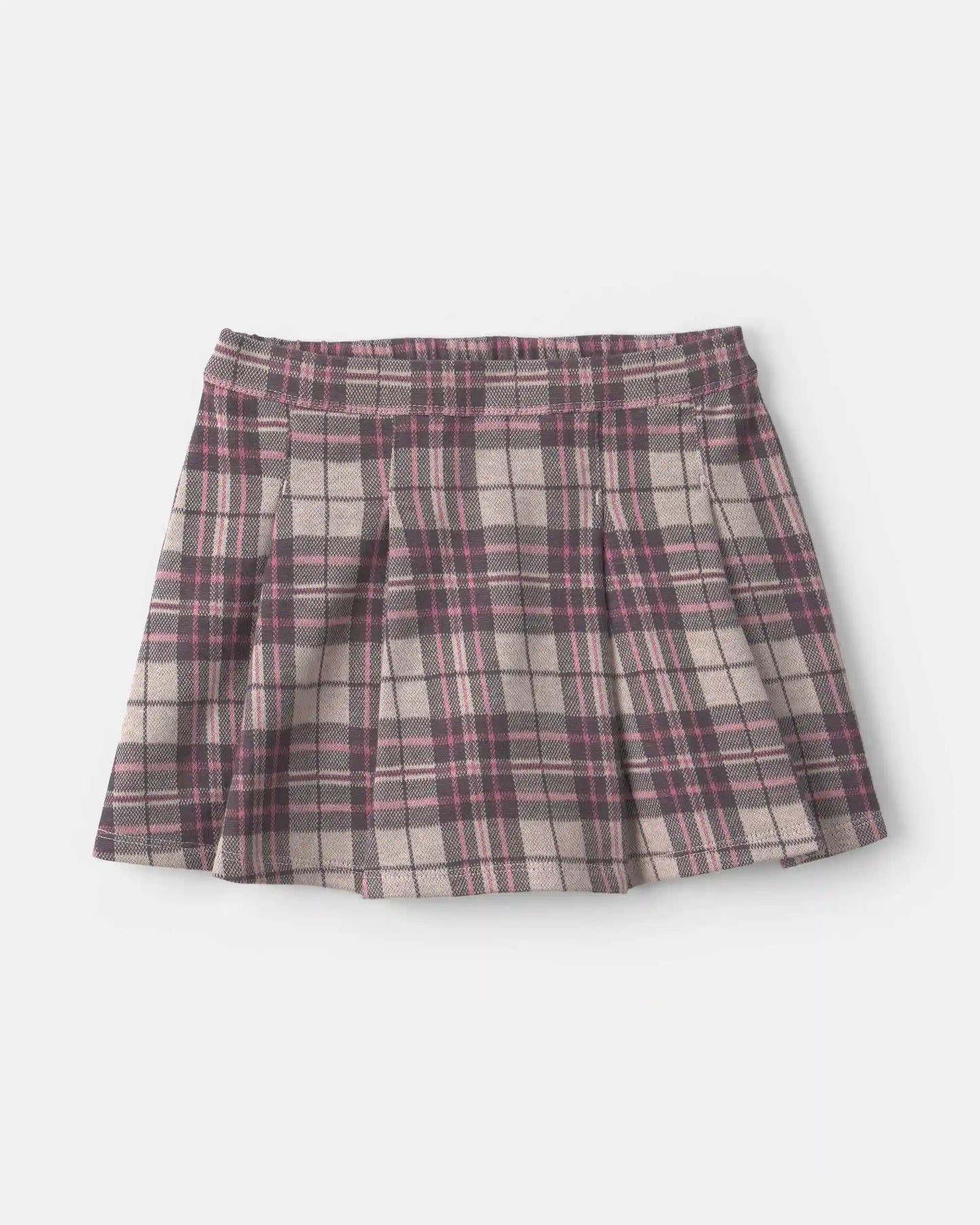 Baby Girl 2-Piece 'Good Day' Plaid Fleece Long-Sleeve Top & Skirt Set - Cream/Burgundy