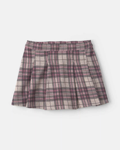 Baby Girl 2-Piece 'Good Day' Plaid Fleece Long-Sleeve Top & Skirt Set - Cream/Burgundy