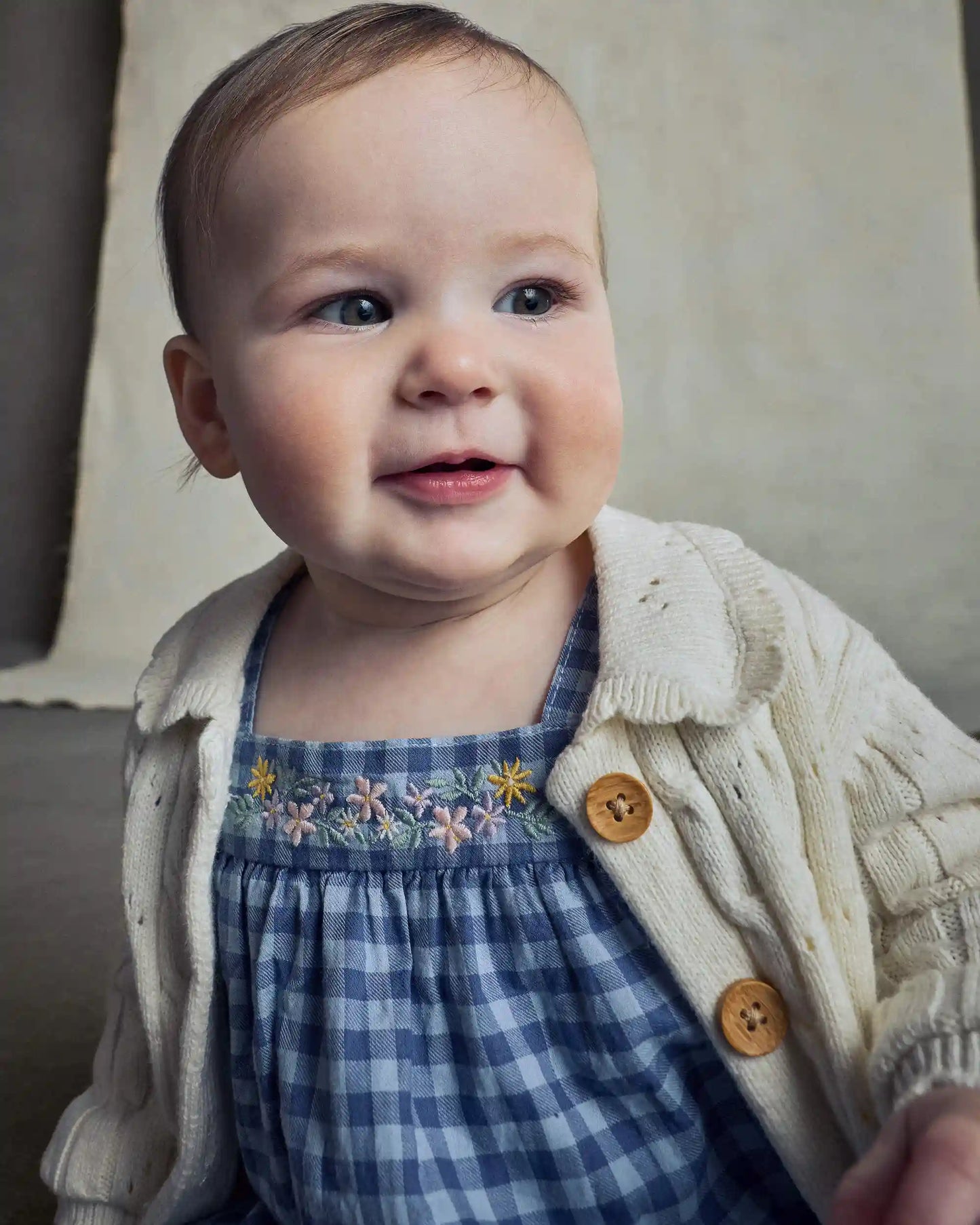 Baby Girl Fair Isle Cardigan Sweater - Cream
