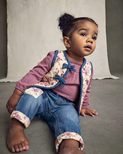 Baby Girl Long-Sleeve Fashion Bodysuit - Purple