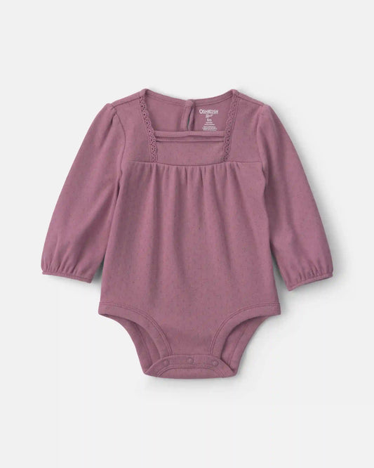 Baby Girl Long-Sleeve Fashion Bodysuit - Purple