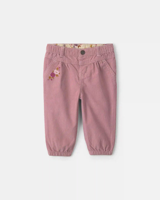 Baby Girl Floral Corduroy Baggy Pants - Purple