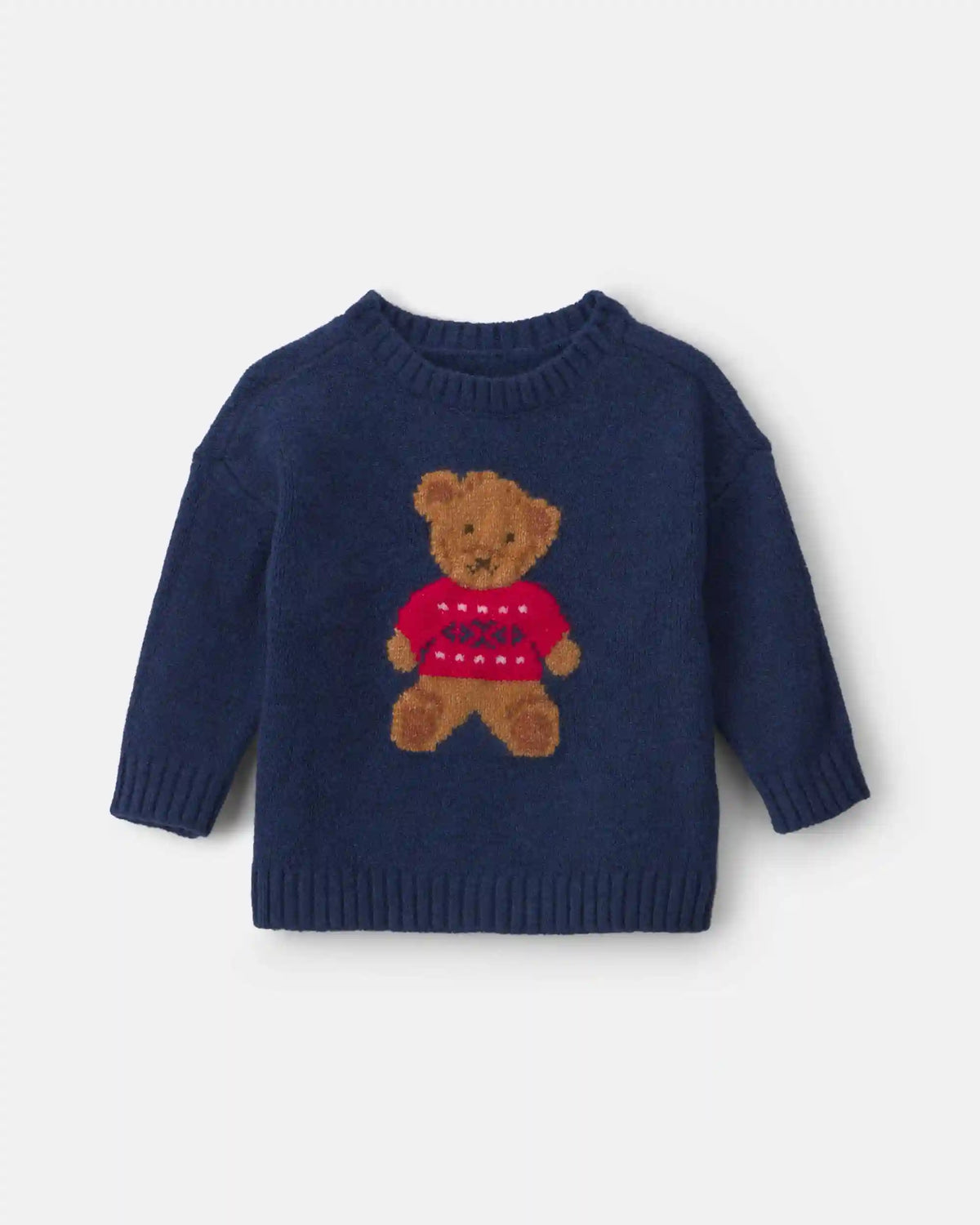 Baby Boy Bear Sweater - Navy Blue