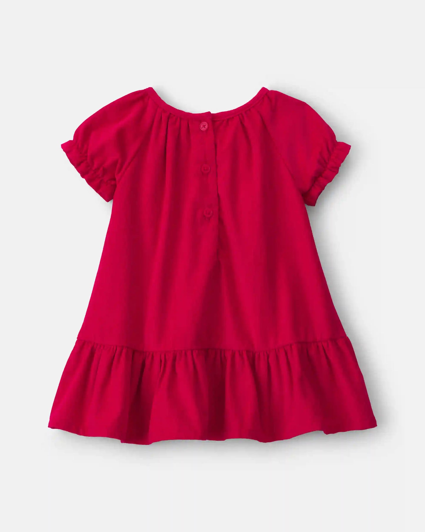 Baby Girl Corduroy Short-Sleeve Dress - Red