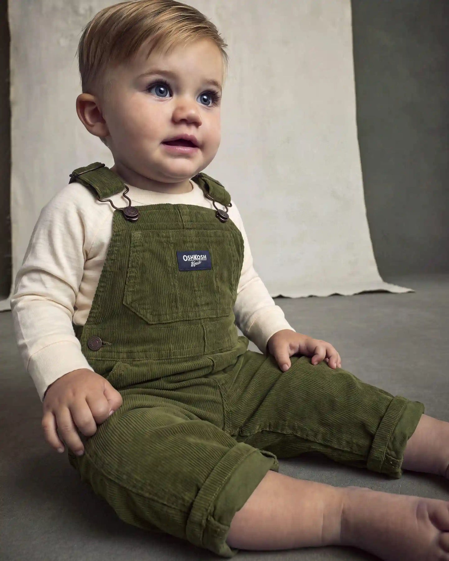 Baby Corduroy Overalls - Olive Green