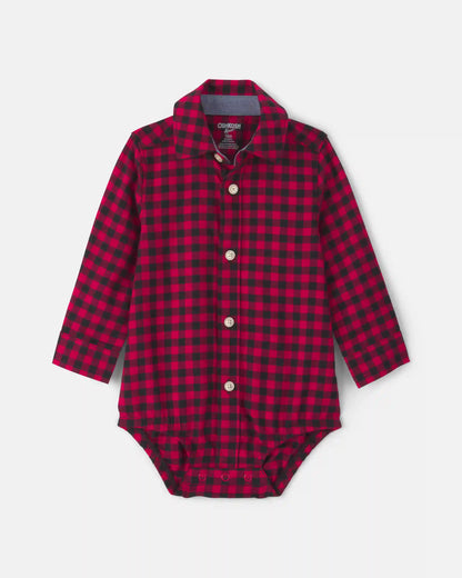 Baby Boy Buffalo Check Long-Sleeve Bodysuit - Red/Black