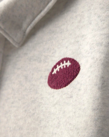 Baby Boy 2-Piece Football Fleece Henley Top & Pant Set - Cream/Burgundy
