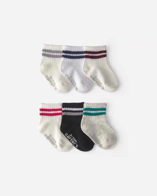 Baby Boy 6-Pack Varsity Striped Ankle Socks