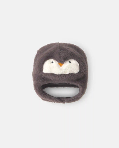 Baby Penguin Christmas Fleece Hat - Grey