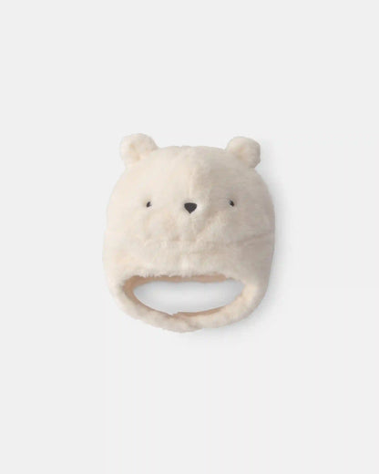 Baby Polar Bear Christmas Fleece Hat - Cream