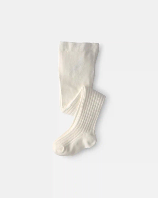 Baby Girl Ribbed Tights - Ivory