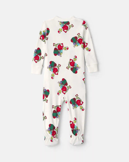 Baby 1-Piece Dr. Seuss™ The Grinch Christmas 2-Way Zip 100% Cotton Snug Fit Footed Pajama - Ivory