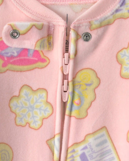 Baby Girl 1-Piece Disney© Princess Holiday 2-Way Zip DreamPlush Snug Fit Footed Pajama - Pink