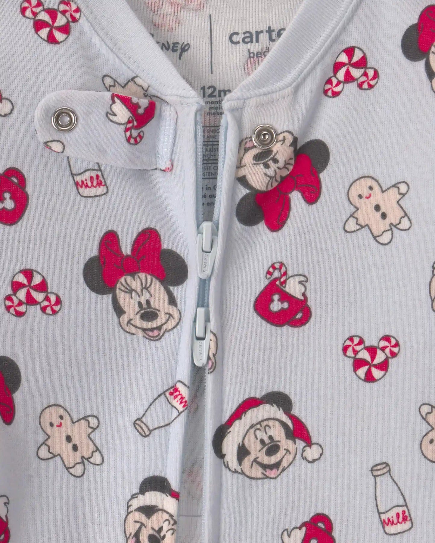 Baby 1-Piece Disney© Mickey Mouse Christmas 100% Cotton Snug Fit Footed Pajama - Blue