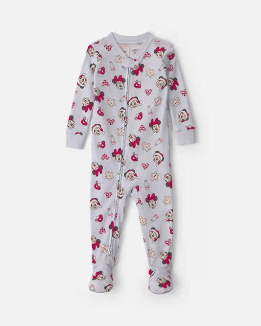 Baby 1-Piece Disney© Mickey Mouse Christmas 100% Cotton Snug Fit Footed Pajama - Blue