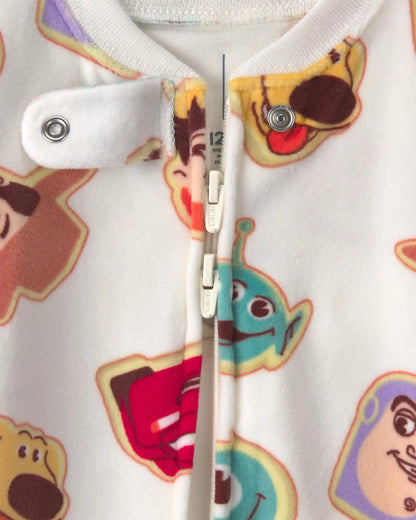 Baby Boy 1-Piece Pixar 2-Way Zip DreamPlush Snug Fit Footed Pajama - Cream