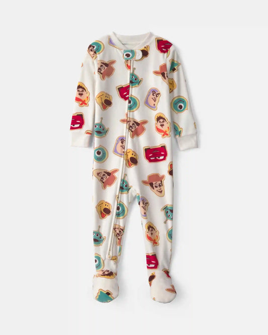 Baby Boy 1-Piece Pixar 2-Way Zip DreamPlush Snug Fit Footed Pajama - Cream