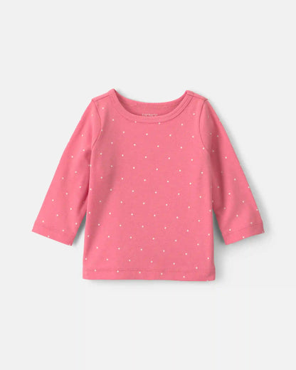 Baby Girl 3-Piece Polka Dot Chambray Long-Sleeve Dress Set - Pink/Indigo