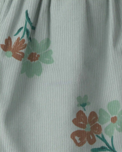 Baby Girl 3-Piece Floral Corduroy Long-Sleeve Dress Set - Green