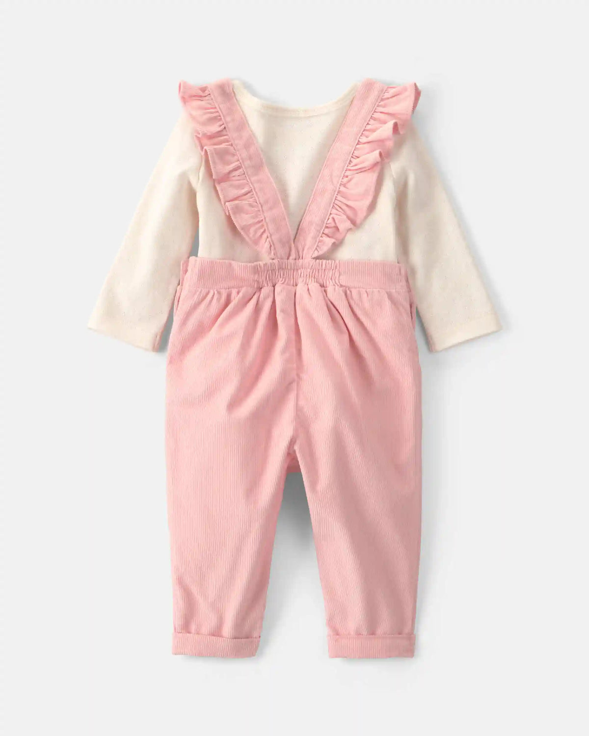 Baby Girl 2-Piece Heart Corduroy Overall Set - Pink