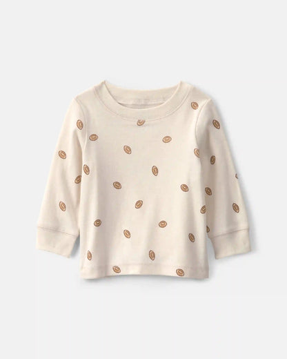 Baby Boy 2-Piece Football Long-Sleeve Overall Set - Brown/Cream
