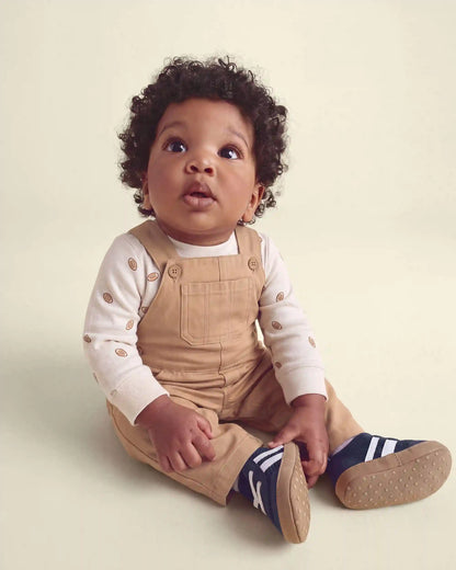 Baby Boy 2-Piece Football Long-Sleeve Overall Set - Brown/Cream