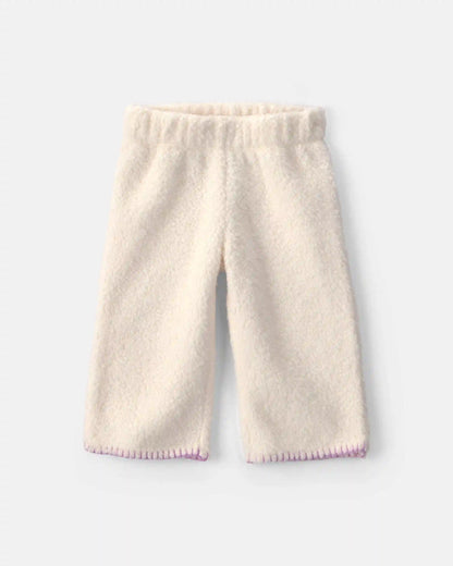 Baby Girl 3-Piece Fleece Long-Sleeve Layering Set - Cream/Purple