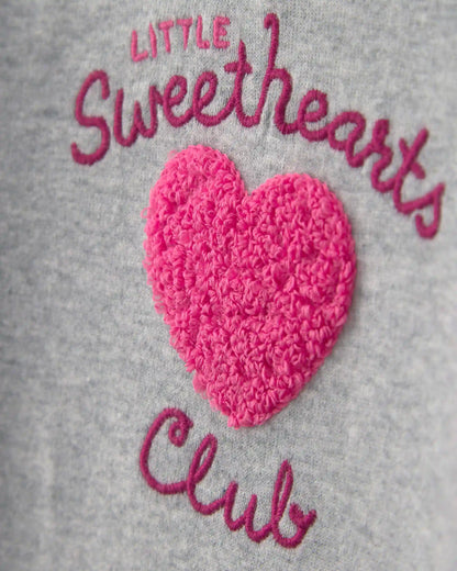 Baby Girl 2-Piece 'Little Sweethearts Club' Long-Sleeve Bodysuit & Pant Set - Pink/Grey