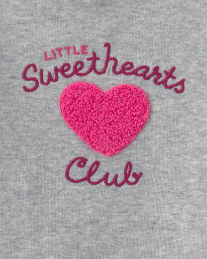 Baby Girl 2-Piece 'Little Sweethearts Club' Long-Sleeve Bodysuit & Pant Set - Pink/Grey