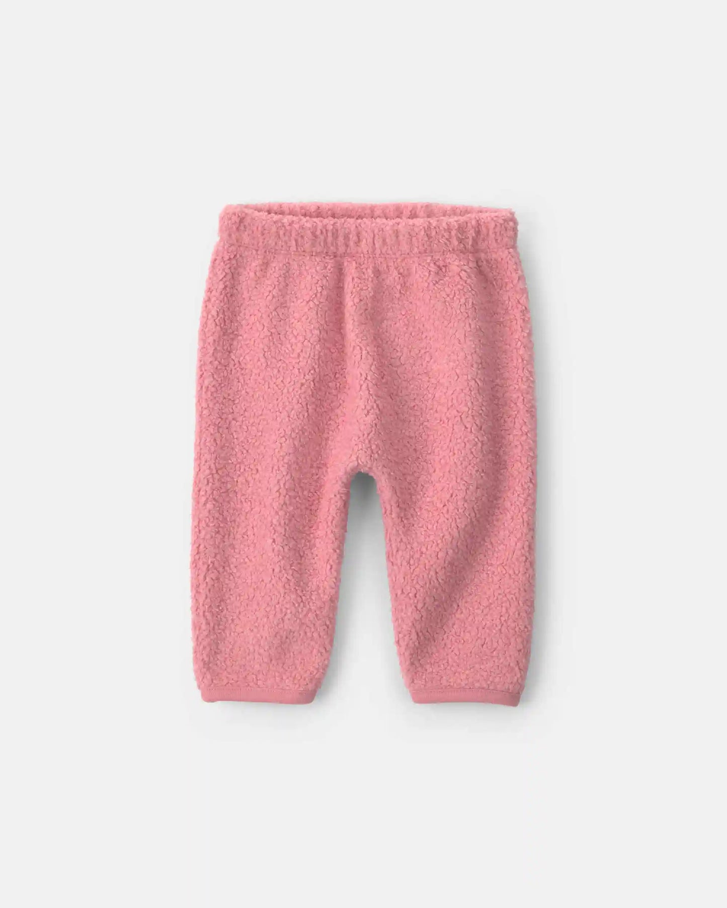 Baby Girl 2-Piece Bear Teddy Fleece Long-Sleeve Bodysuit & Pant Set - Pink