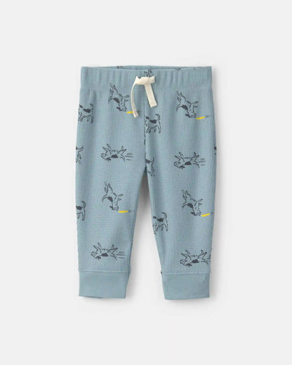 Baby Boy 2-Piece Dog Thermal Long-Sleeve Bodysuit & Pant Set - Blue