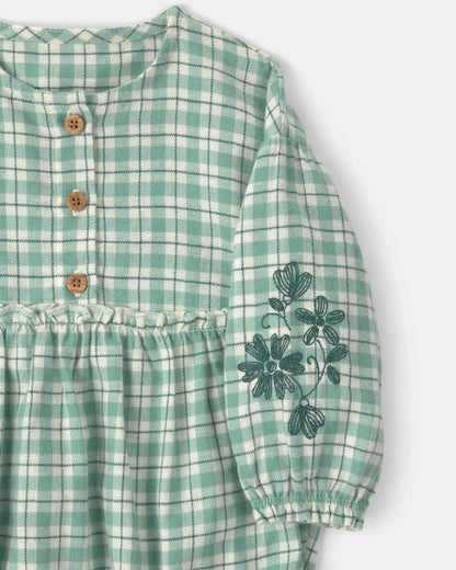 Baby Girl 3-Piece Flannel Long-Sleeve Bubble Set - Green