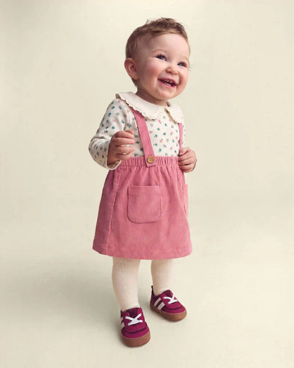 Baby Girl 3-Piece Floral Corduroy Long-Sleeve Dress Set - Pink/Cream