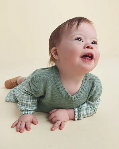 Baby Girl 2-Piece Checkered Flannel Long-Sleeve Dress - Green