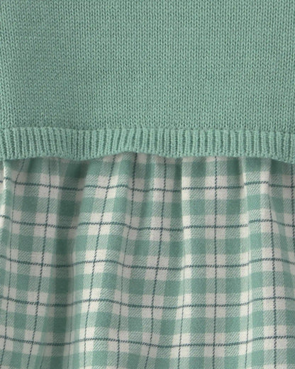 Baby Girl 2-Piece Checkered Flannel Long-Sleeve Dress - Green