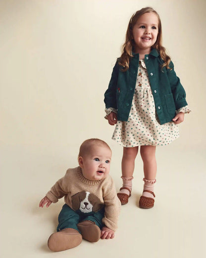 Baby Boy 2-Piece Dog Sweater Top & Pant Set - Brown/Green