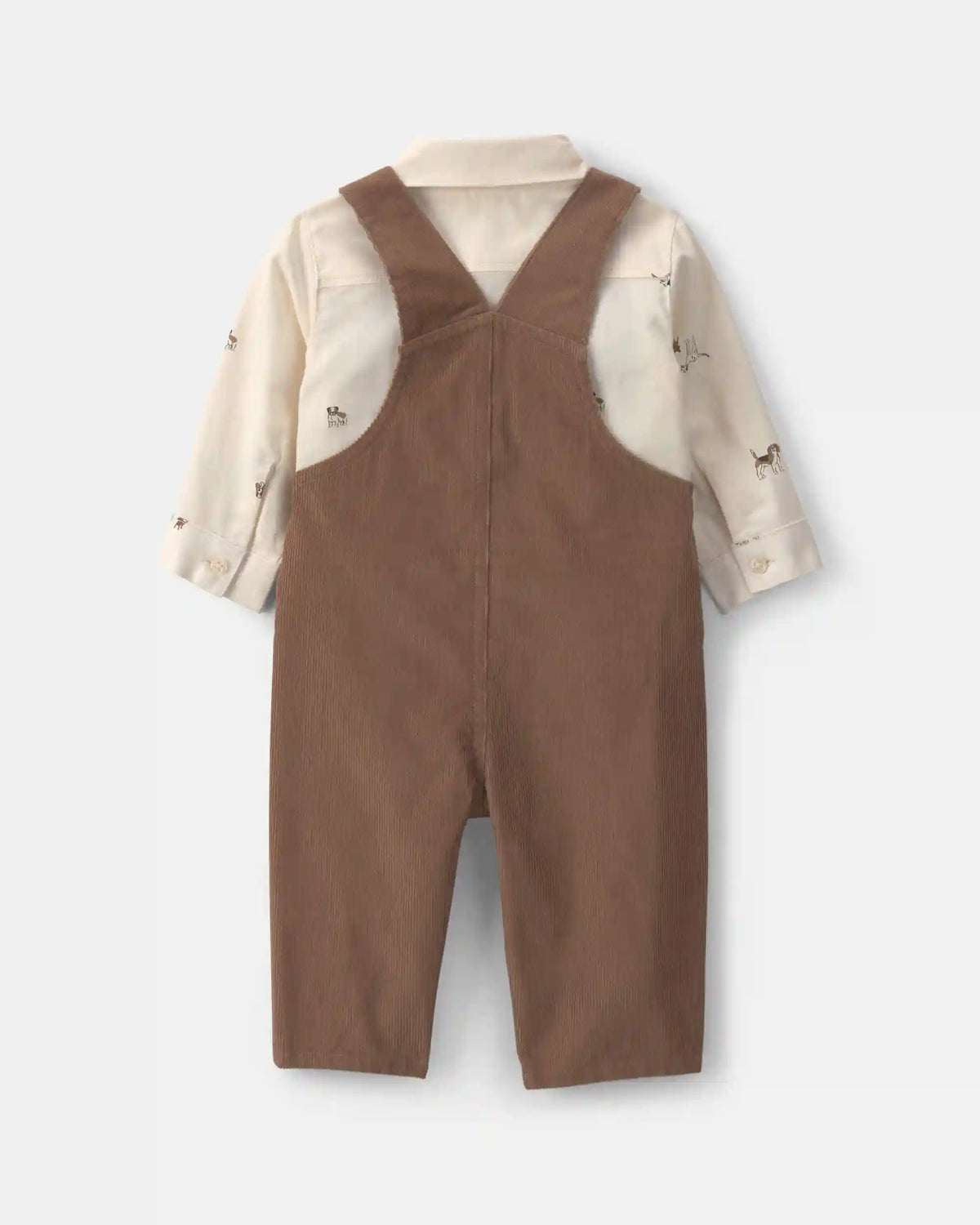 Baby Boy 2-Piece Twill Long-Sleeve Overall Set - Brown