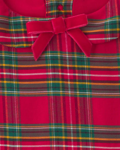 Baby Girl Holiday Plaid Short-Sleeve Dress - Red