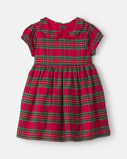 Baby Girl Holiday Plaid Short-Sleeve Dress - Red
