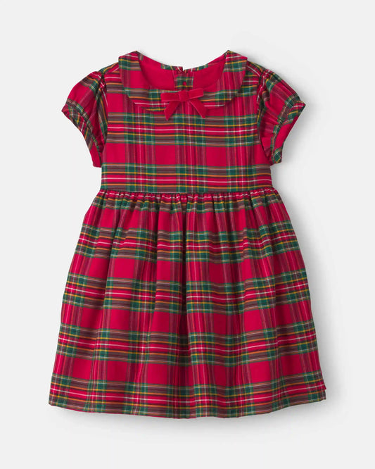 Baby Girl Holiday Plaid Short-Sleeve Dress - Red