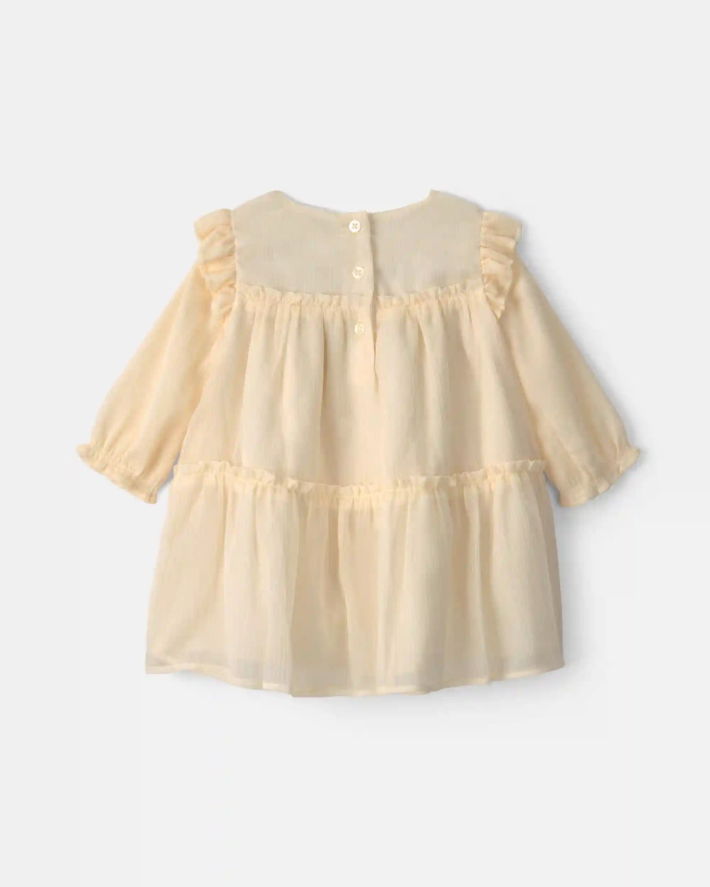 Baby Girl Shimmer Long-Sleeve Dress - Cream