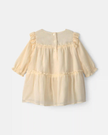 Baby Girl Shimmer Long-Sleeve Dress - Cream