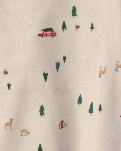 Baby Boy 2-Piece Reindeer Long-Sleeve Sweater Overall Set - Red/Cream