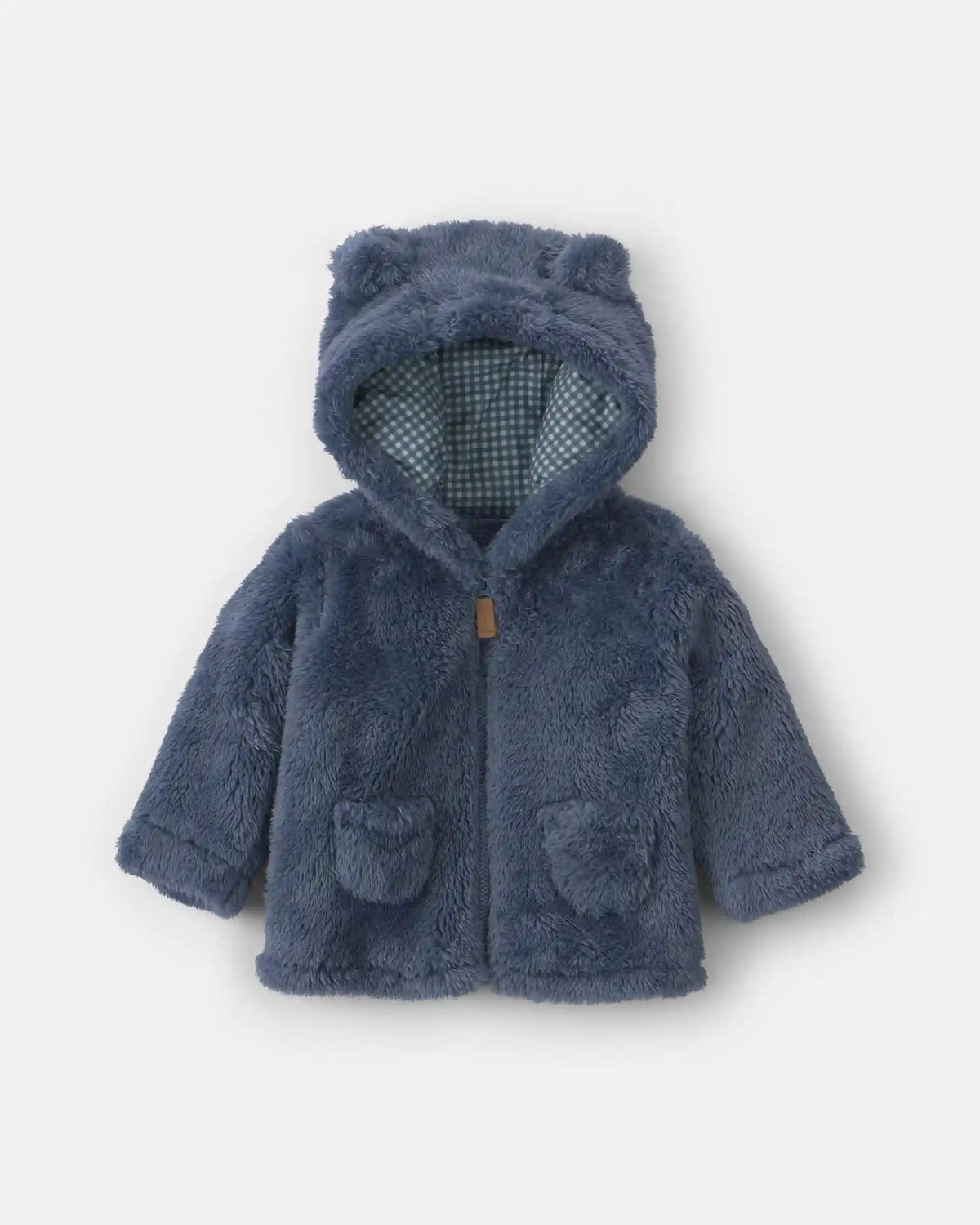 Baby Boy Bear Teddy Fleece Zip-Up Hoodie - Blue