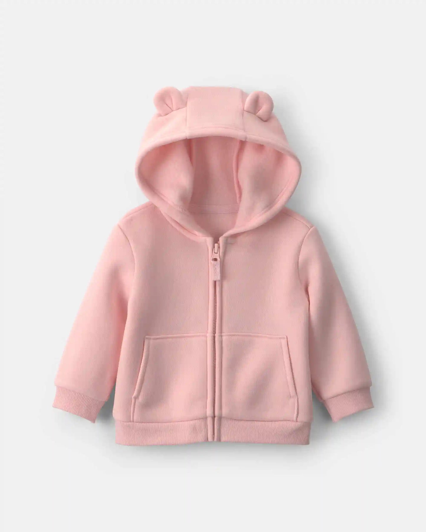 Baby Girl Bear Fleece Zip-Up Hoodie - Pink