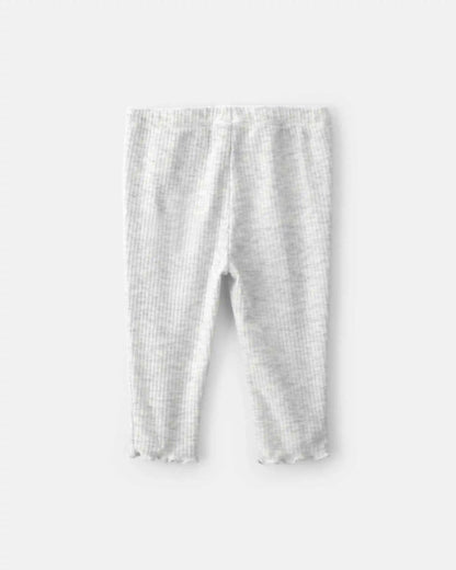 Baby Girl Rib Pull-On Leggings - Grey