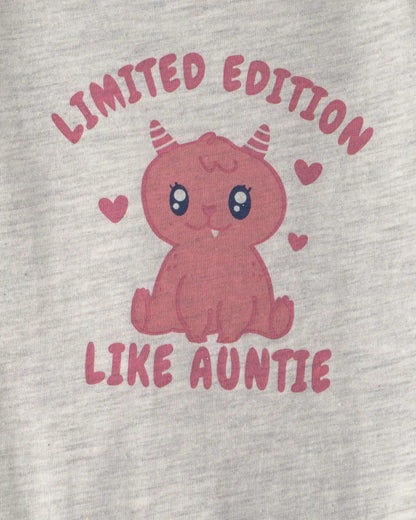 Baby Girl 'Limited Edition Like Auntie' Long-Sleeve Graphic Bodysuit - Grey