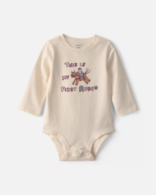 Baby 'This Is My First Rodeo' Long-Sleeve Graphic Bodysuit - Cream