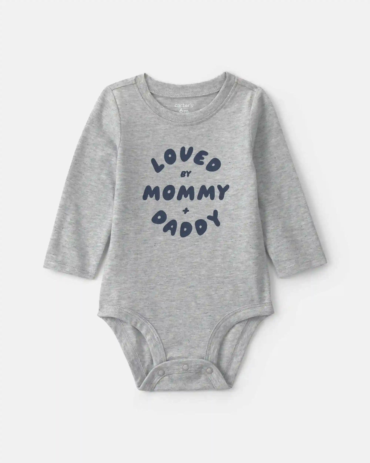 Baby Boy 'Loved By Mommy & Daddy' Long-Sleeve Graphic Bodysuit - Grey