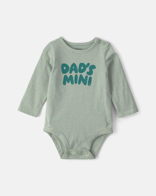 Baby Boy 'Dad's Mini' Long-Sleeve Graphic Bodysuit - Green